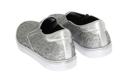 Silver Lamb Leather Sequined Sneakers