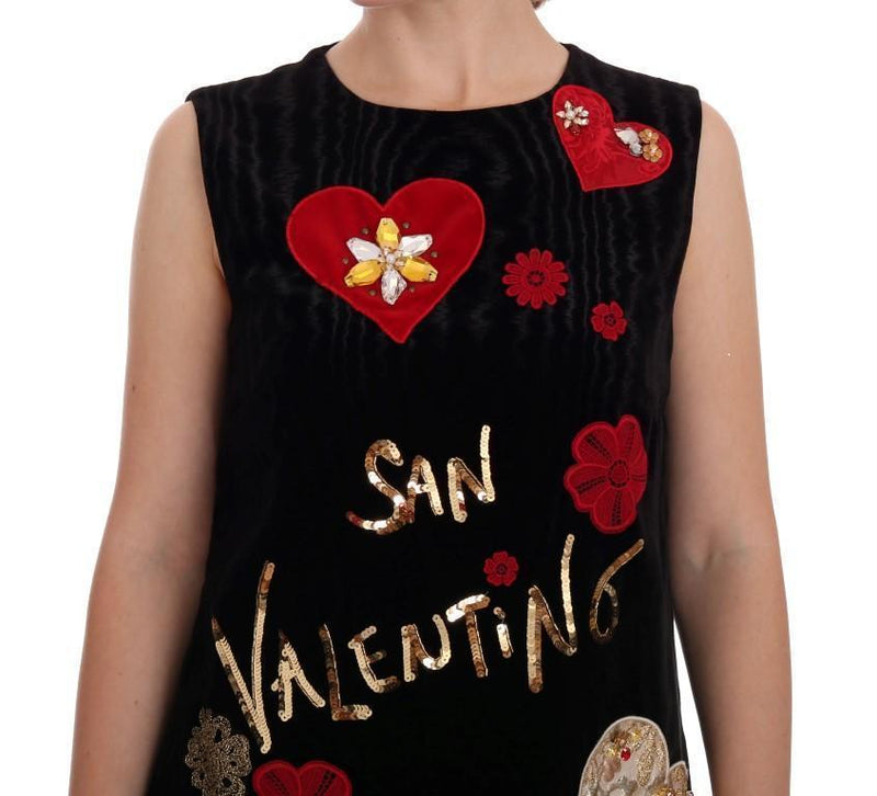 Black San Valentino Crystal Shift Dress