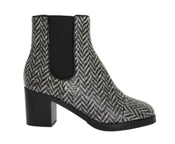 Black White Leather Boots