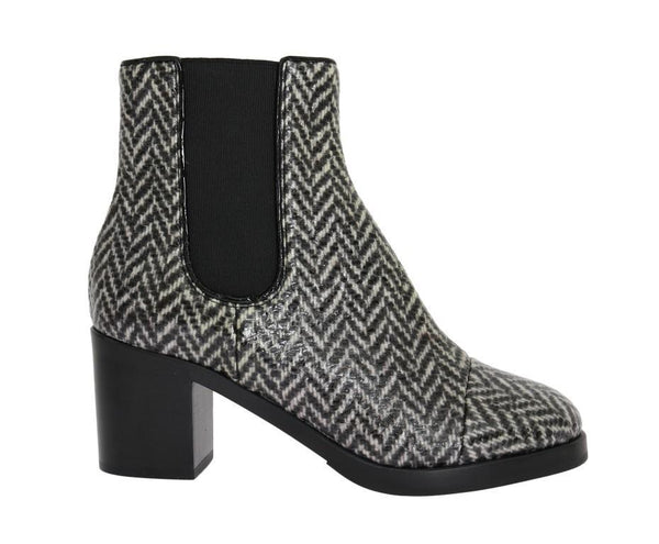 Black White Leather Boots