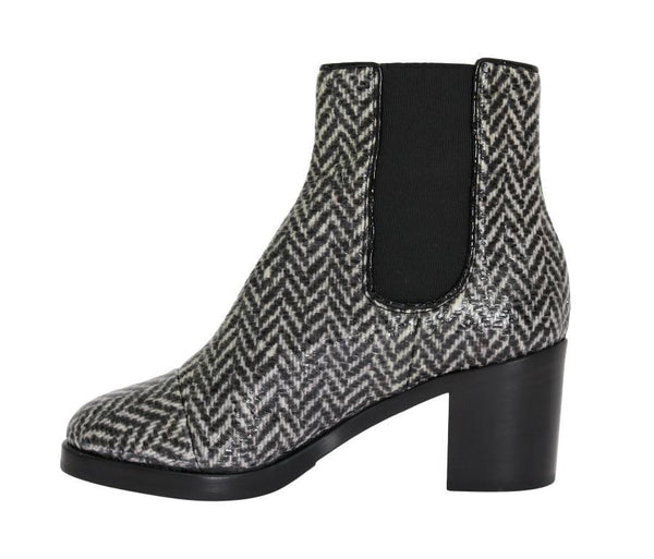 Black White Leather Boots