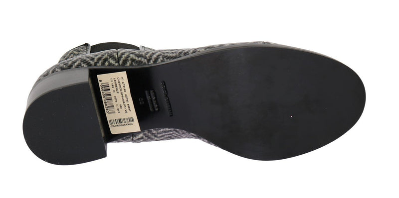 Black White Leather Boots