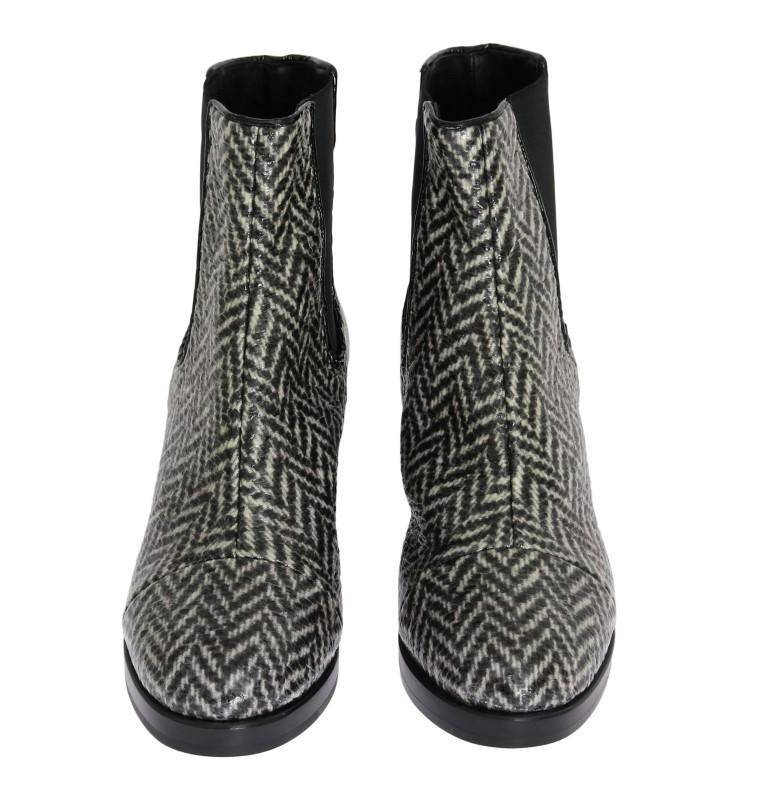 Black White Leather Boots