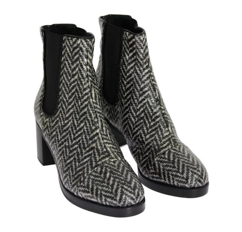 Black White Leather Boots