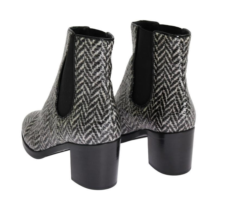 Black White Leather Boots