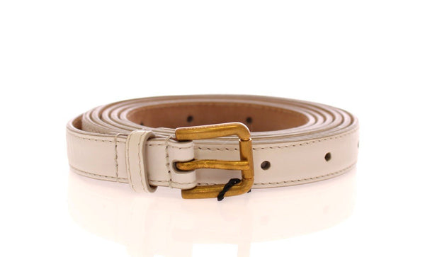 White Leather Skinny Belt