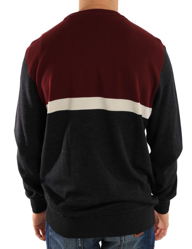 Red Gray Wool Crewneck Sweater