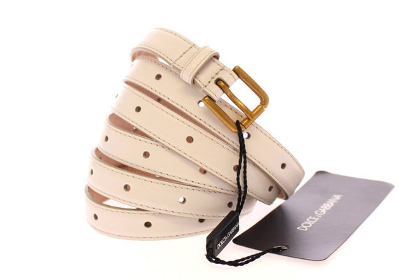 White Leather Skinny Belt