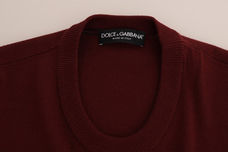 Red Gray Wool Crewneck Sweater