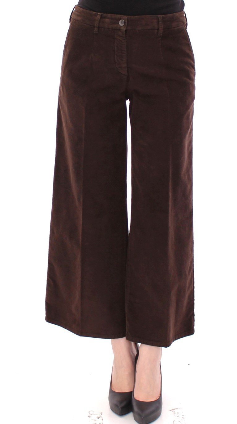 Brown Cotton Cropped Corduroys Jeans Pants