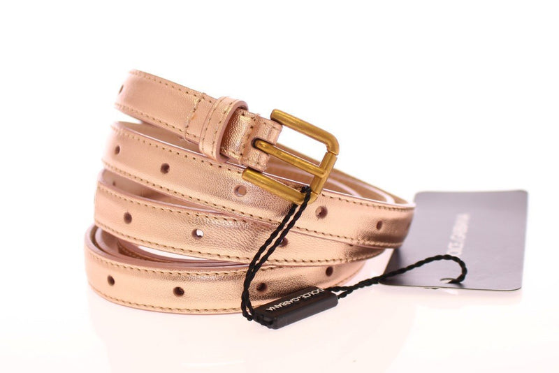 Pink Leather Skinny Belt