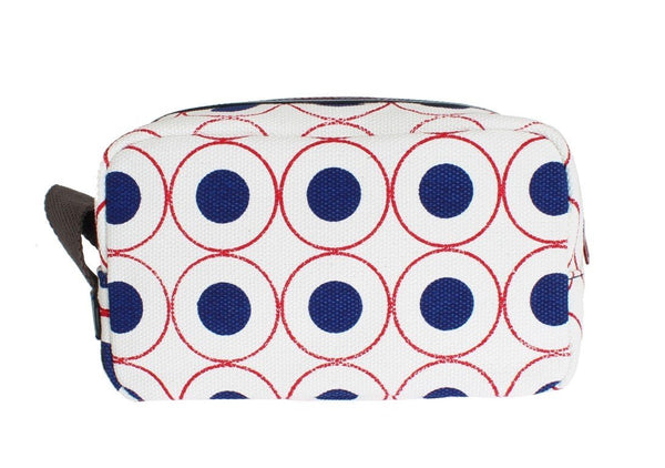 Multicolor denim toiletry bag