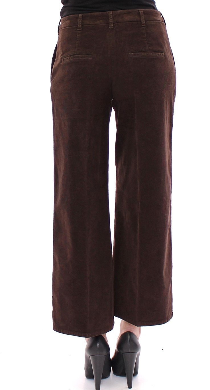 Brown Cotton Cropped Corduroys Jeans Pants
