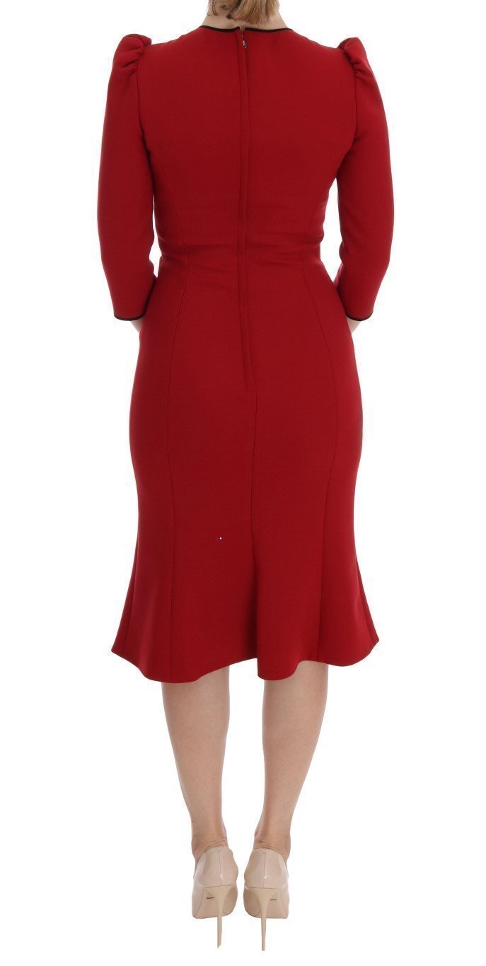 Red Wool Stretch Apple Crystal Dress