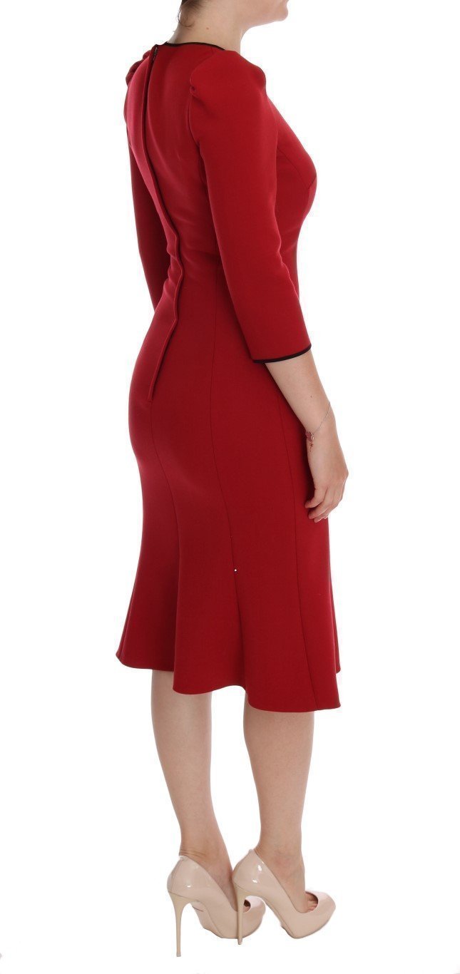 Red Wool Stretch Apple Crystal Dress