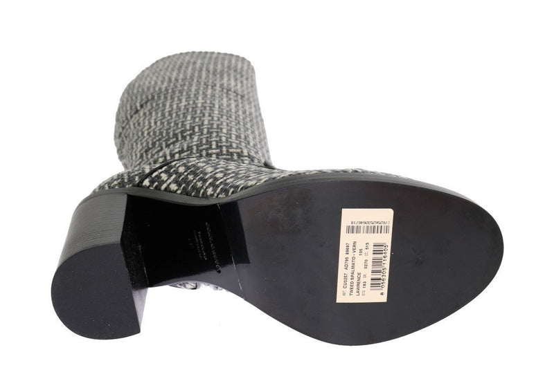 Black White Chevron Woven Boots