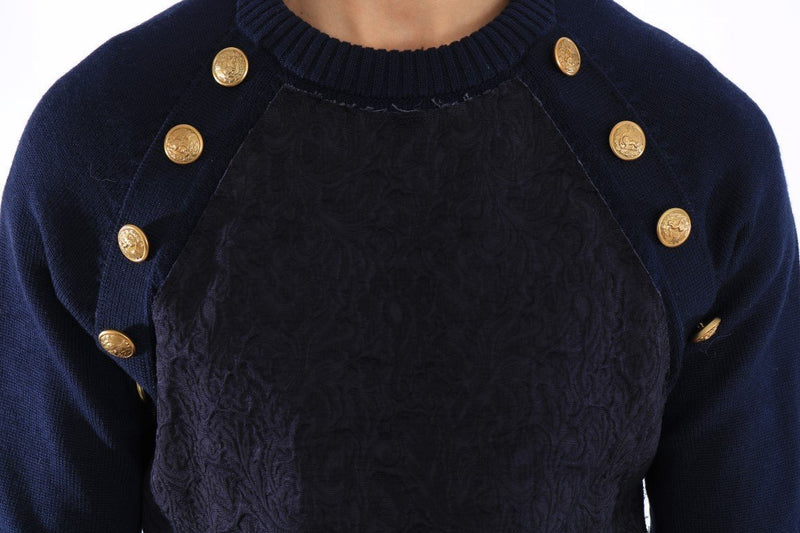 Blue Brocade Pullover Sweater