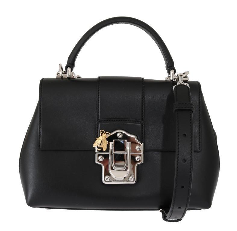 Black Leather LUCIA Shoulder Bag