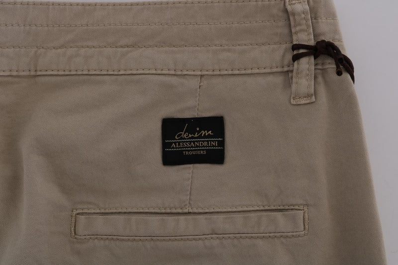 Beige Cotton Stretch Slim Fit Chinos