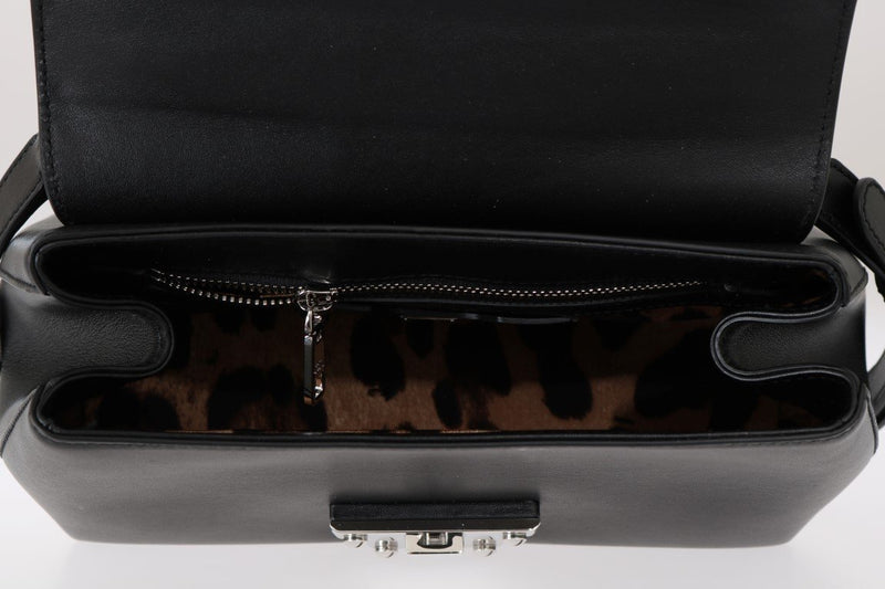 Black Leather LUCIA Shoulder Bag