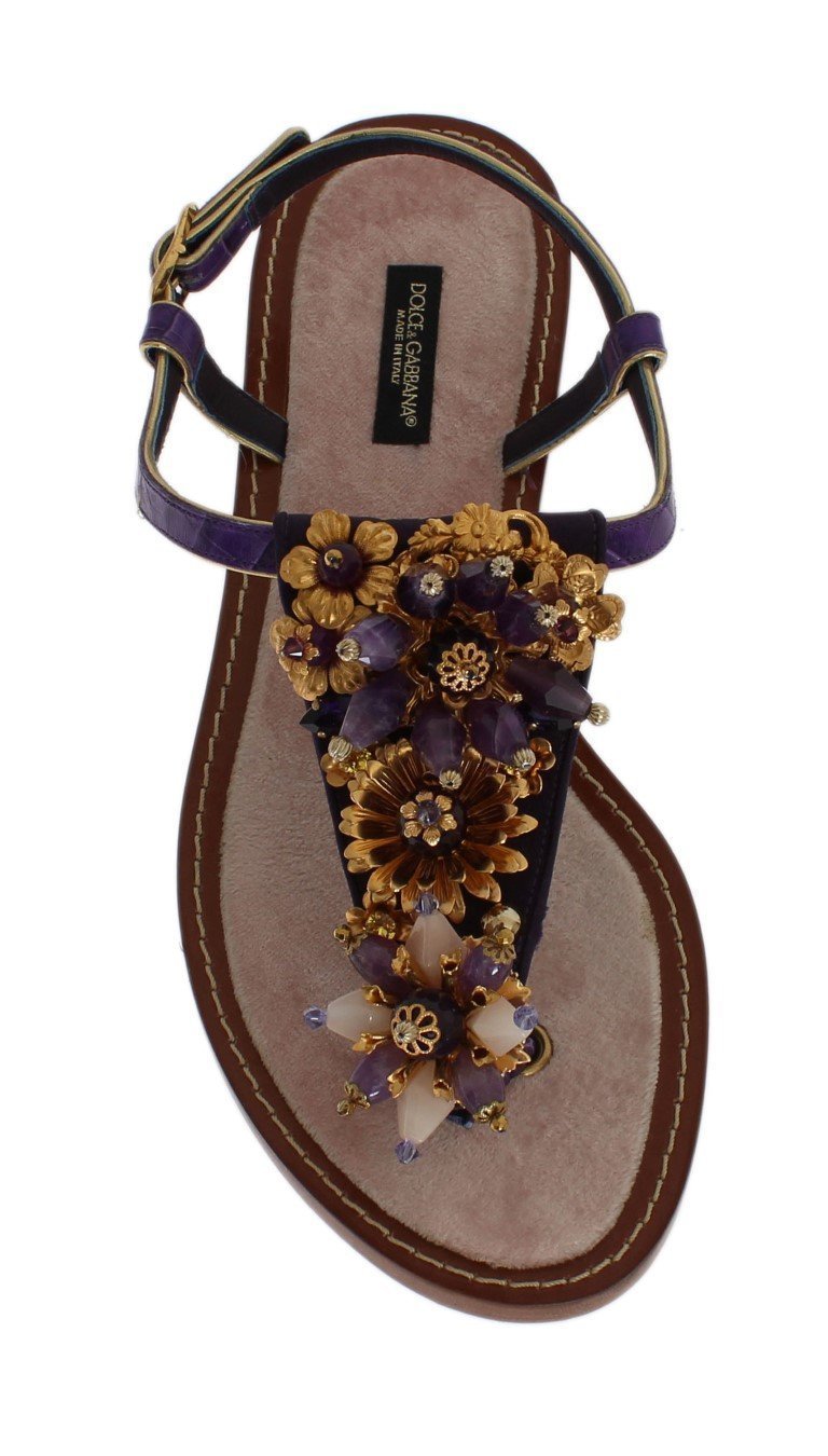 Purple Crocodile Crystal Sandals