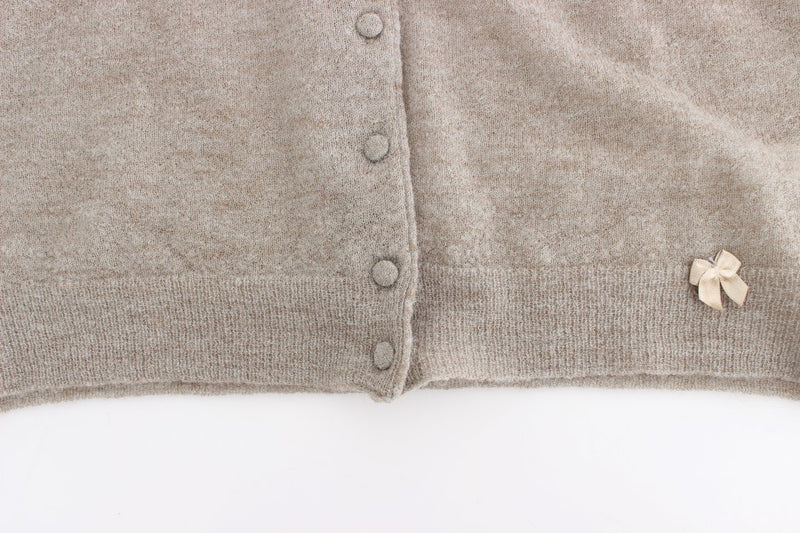 Beige Cropped Cardigan Sweater