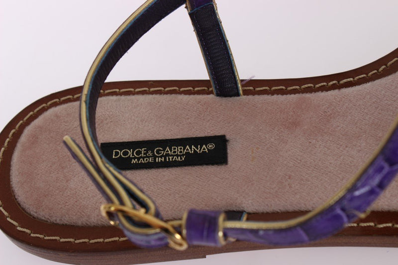Purple Crocodile Crystal Sandals