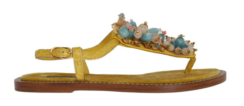 Yellow Crocodile Crystal Sandals