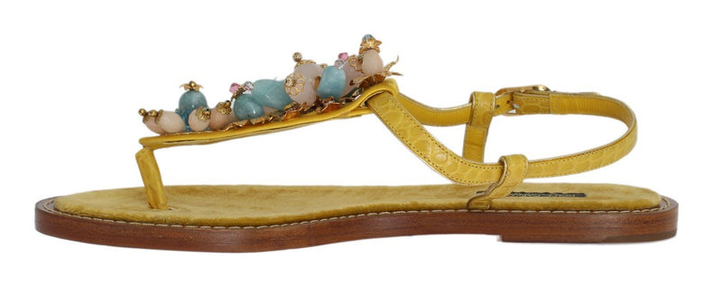 Yellow Crocodile Crystal Sandals