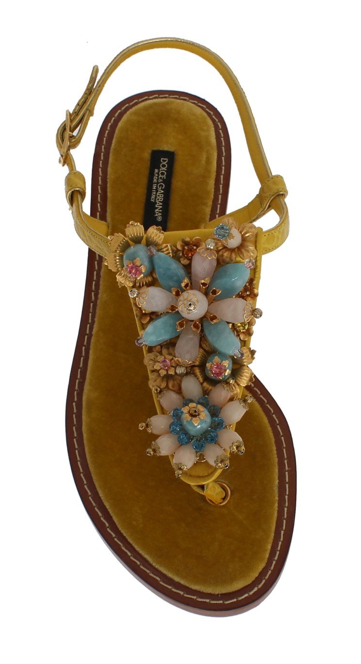 Yellow Crocodile Crystal Sandals