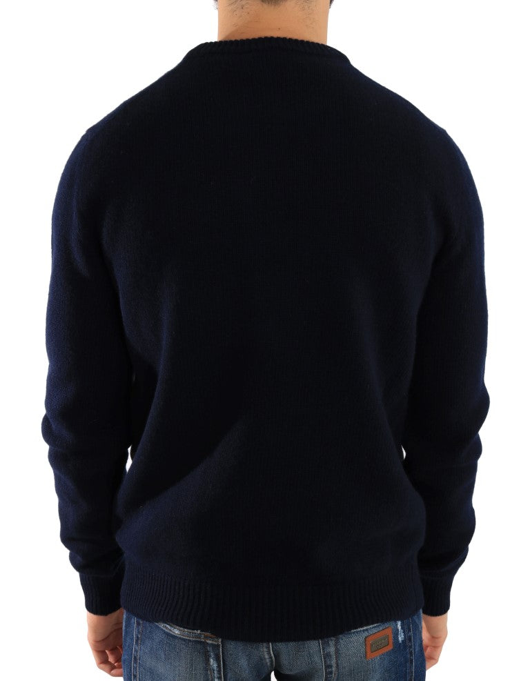 Blue Knitted Wool Sweater