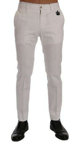 White Cotton Stretch Chinos Pants