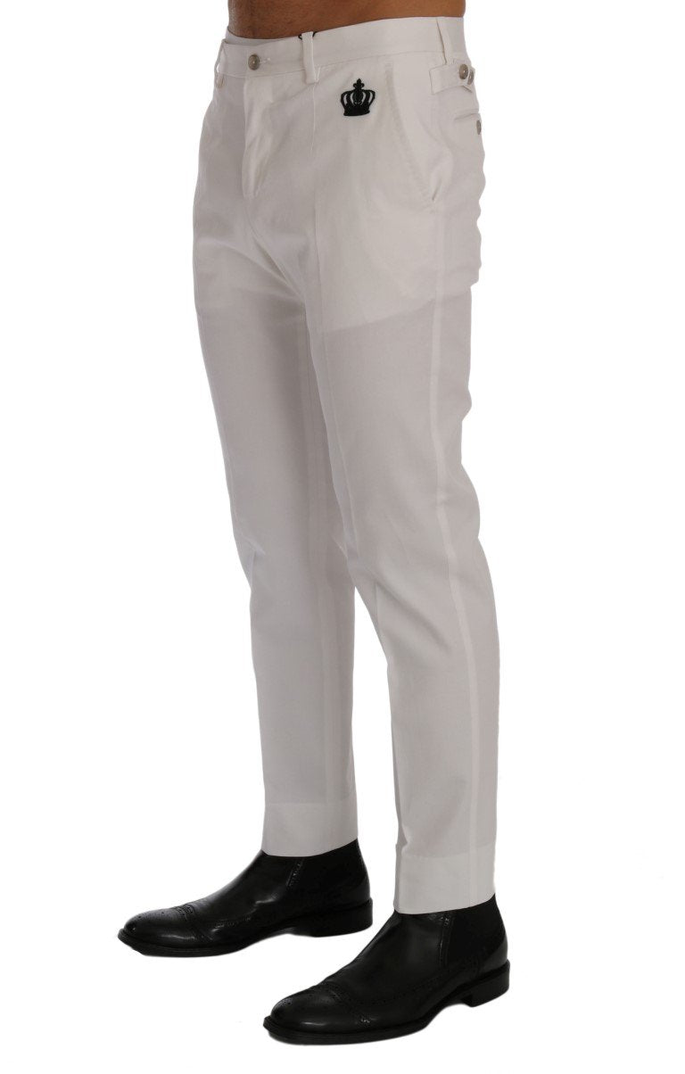 White Cotton Stretch Chinos Pants