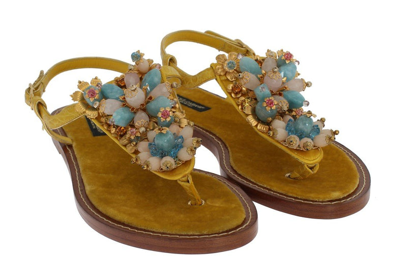 Yellow Crocodile Crystal Sandals