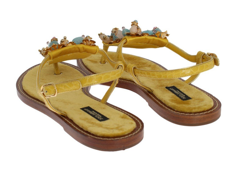 Yellow Crocodile Crystal Sandals