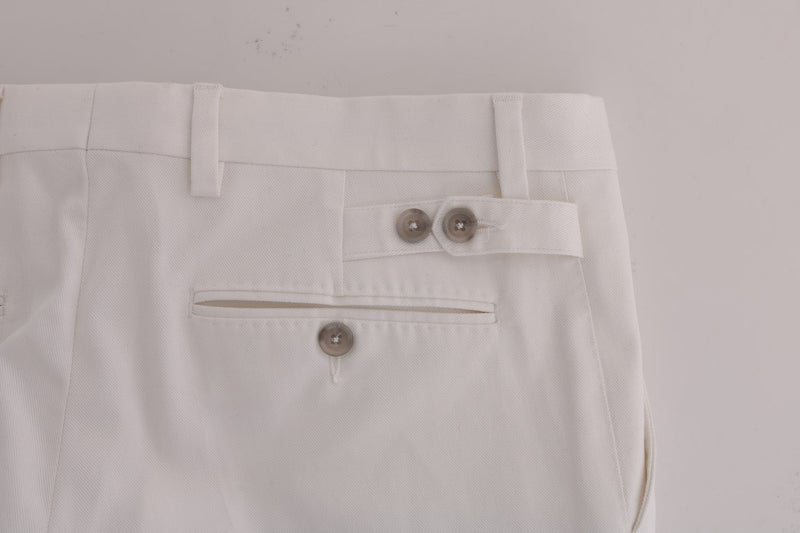 White Cotton Stretch Chinos Pants