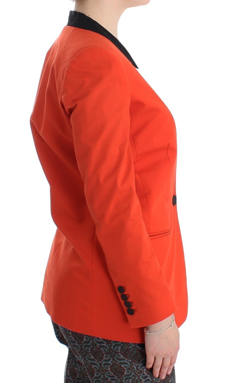 Orange Cotton Blend Blazer Jacket