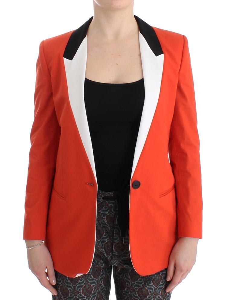 Orange Cotton Blend Blazer Jacket