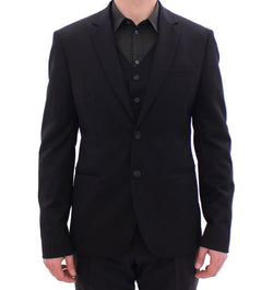 Black two button blazer with Vest