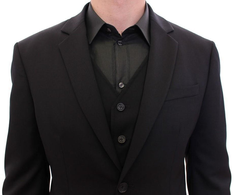 Black two button blazer with Vest