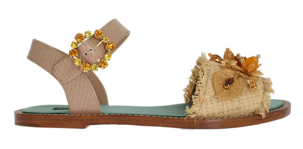 Pink Lizard Crystal Paglia Sandals