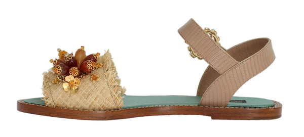 Pink Lizard Crystal Paglia Sandals
