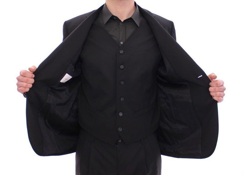 Black two button blazer with Vest