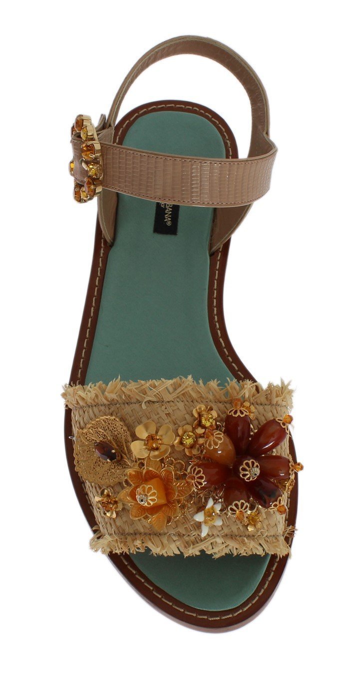 Pink Lizard Crystal Paglia Sandals