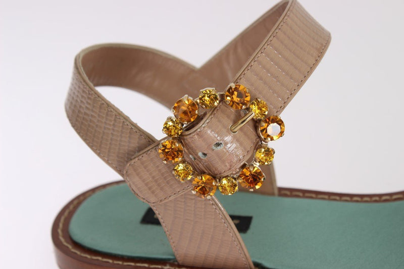 Pink Lizard Crystal Paglia Sandals