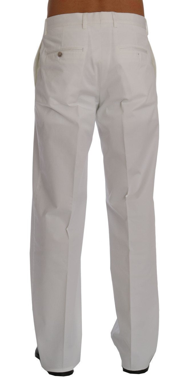White Cotton Stretch Straight Fit Pants