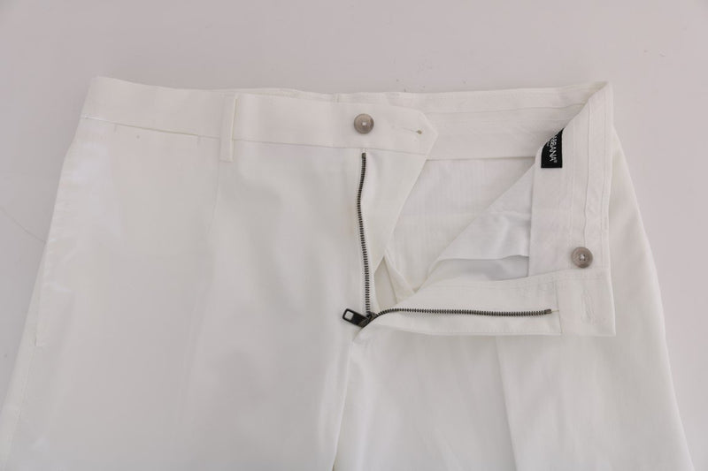 White Cotton Stretch Straight Fit Pants