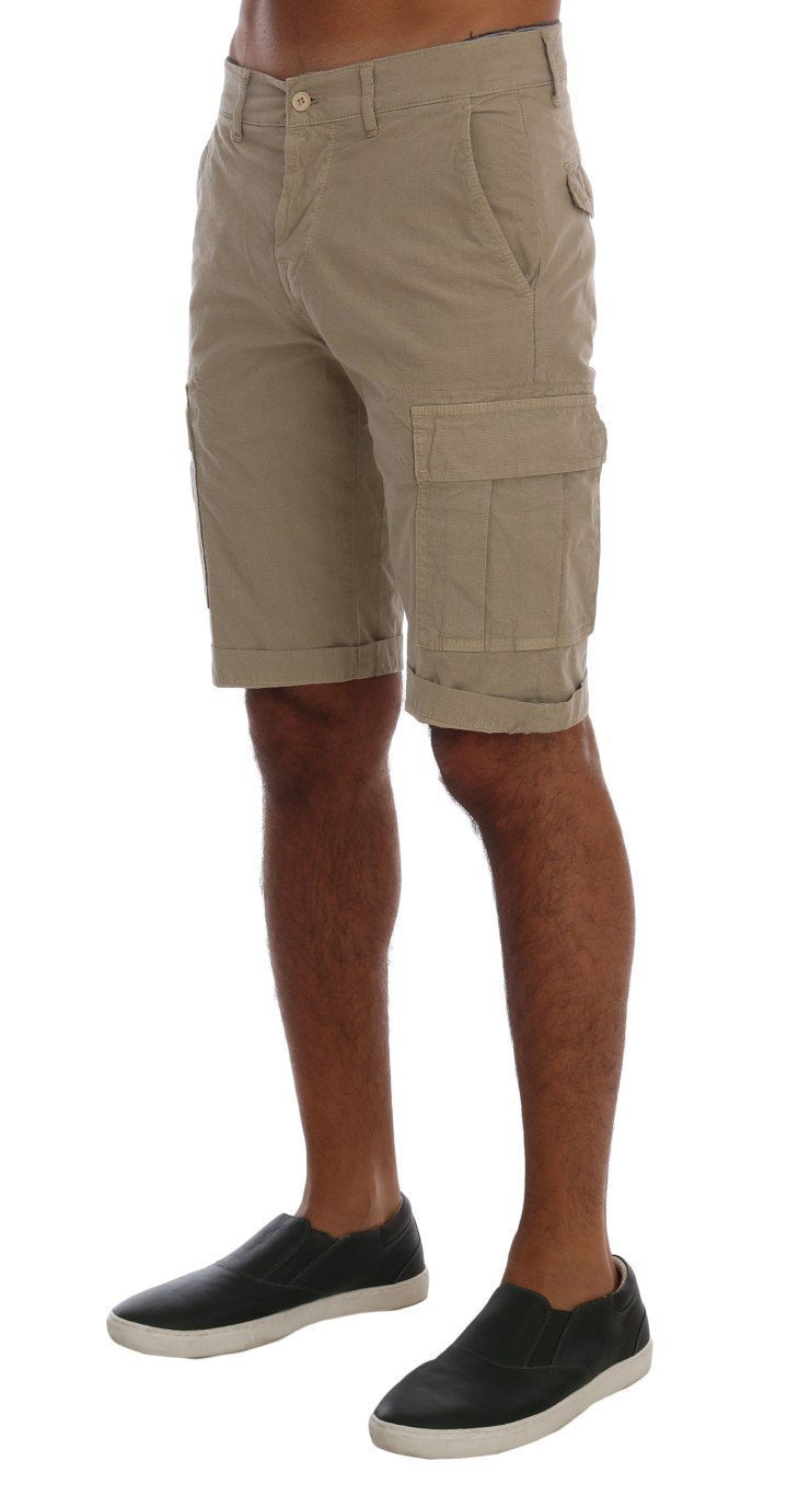 Beige Cotton Stretch Shorts
