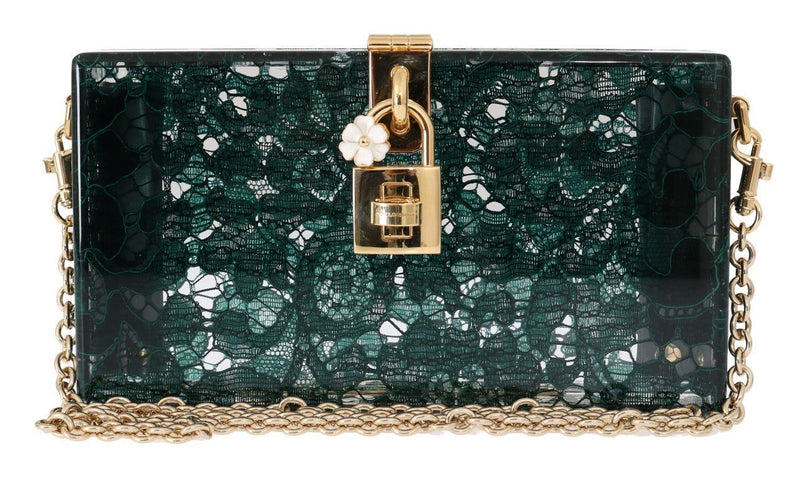 Green Taormina Lace Crystal Clutch Bag