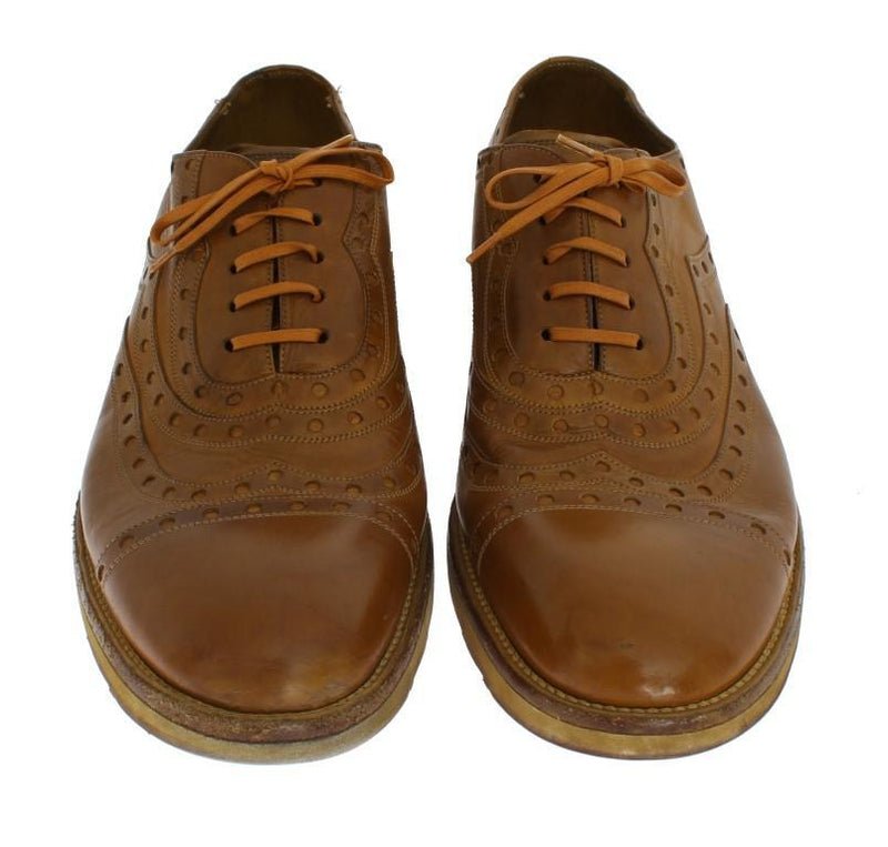 Yellow Leather Wingtip Shoes